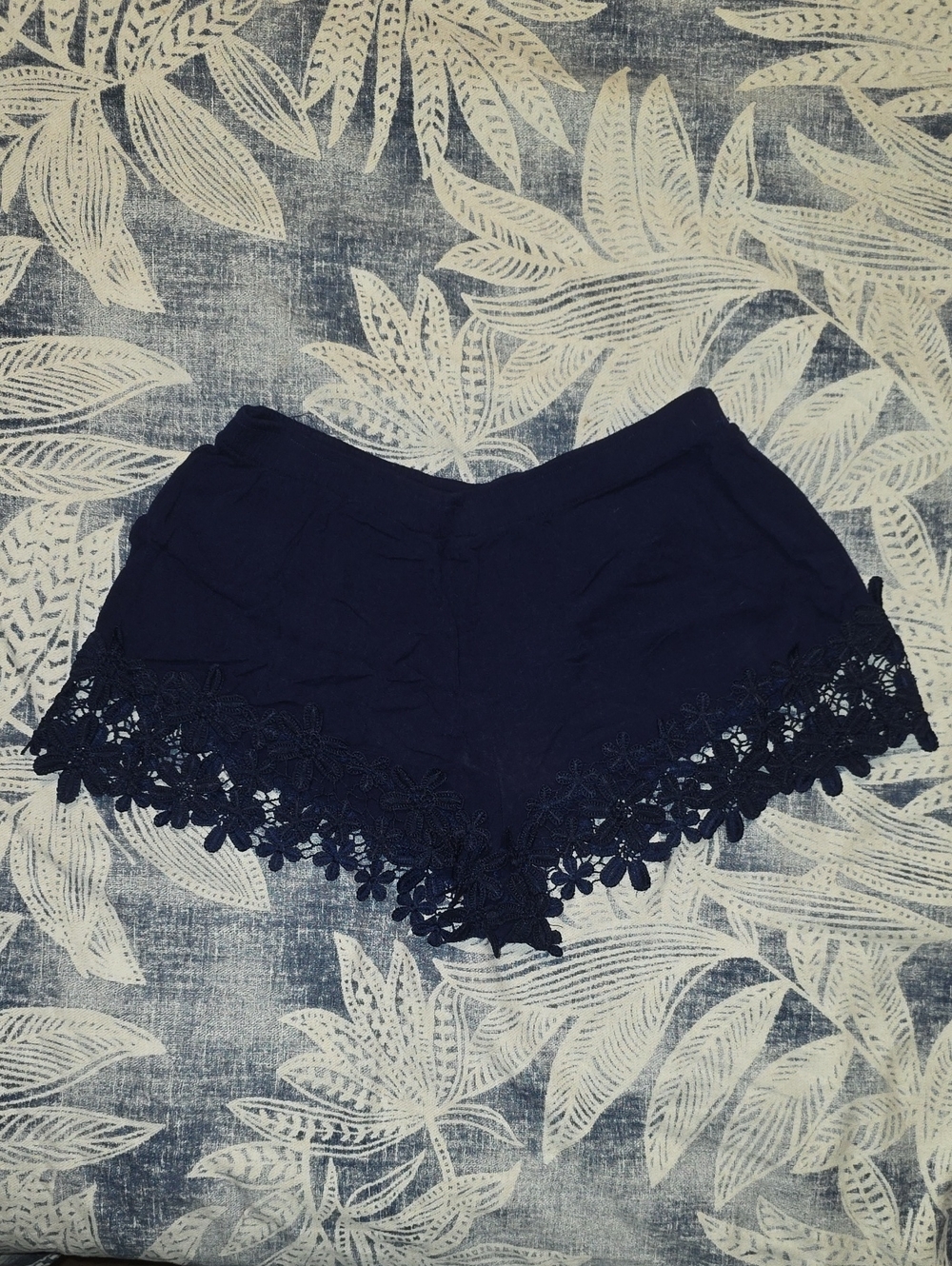 Lace Trim Women's Navy Shorts